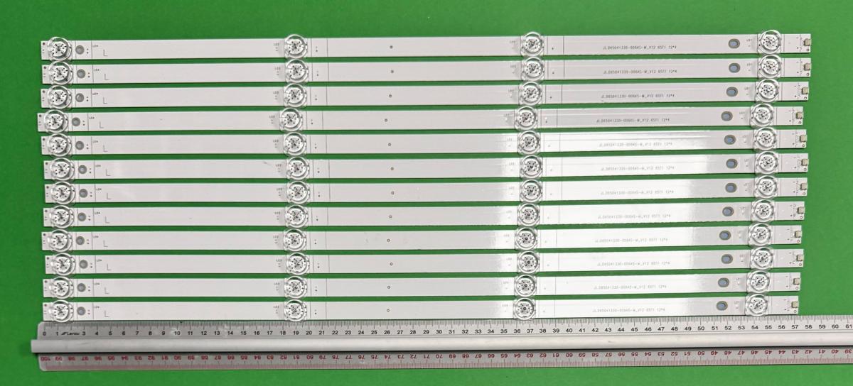 Zestaw listew LED do naprawy podświetlenia telewizora  QLIVE 65" zestaw 12szt x JL.D65041330-006AS-M_V04  JL.D65041330-006AS-M_V12  65T1 12*4 308056504JF00001 190LM GS 3.0-3.2V , 4LED , 573MM , 3V ,