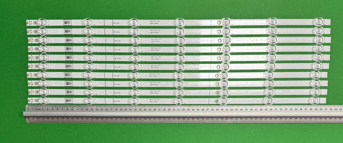 Zestaw listew LED do naprawy podświetlenia telewizora  HISENSE 65" zestaw 10szt x HE659ZF HD650S1U71-K1 LB6507T 20190306 CRH-BX65S1U013030T10068BR-REV1.1 , 7LED , 612MM , 3V ,