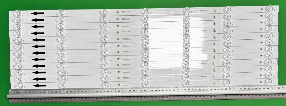 Zestaw listew LED do naprawy podświetlenia telewizora  XiaoMI 75" zestaw 12szt x 75D8000 KSF 7*12 75HR332M07A0 V0 4C-LB750T-HR2 , 7LED , 718MM , 3V ,