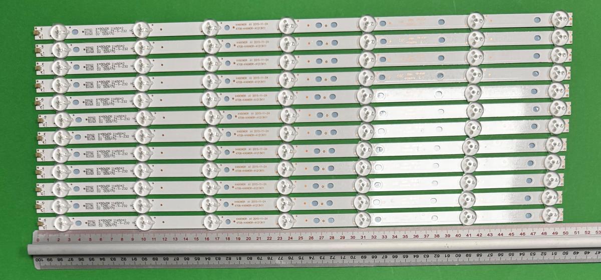Zestaw listew LED do naprawy podświetlenia telewizora  TOSHIBA 49" zestaw 12szt x K490WDR A1 2015-11-24 / 4708-K49WDR-A1213K11 , 7LED , 497MM , 3V ,