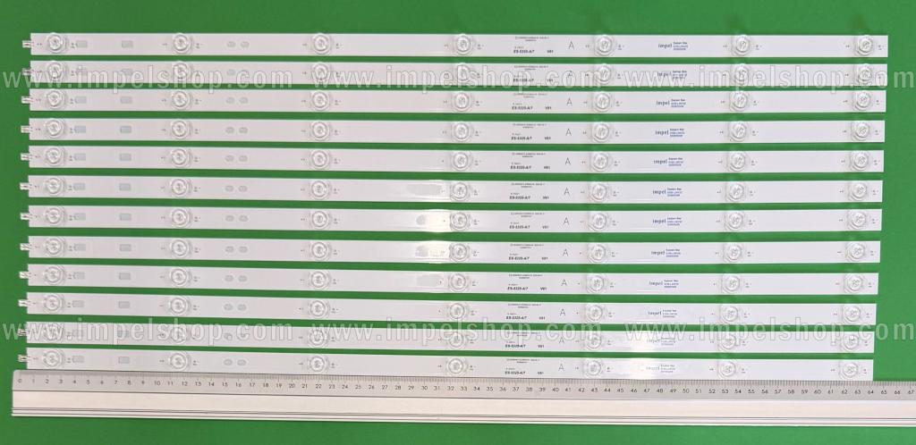 Zestaw listew LED do naprawy podświetlenia telewizora  SHARP 65" zestaw 12szt x LED65D07A-ZC69AG-04 2020-06-17 , 7LED , 633MM , 3V , H03/H04 T140 , niebieska barwa światła ,