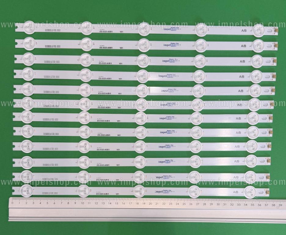 Zestaw listew LED do naprawy podświetlenia telewizora  PANASONIC 39" zestaw 12szt , 6szt X SVA390A03_A-TYPE_120727 & 6szt X  SVA390A03_B-TYPE_120727 , 5LED , 373MM , 3V ,
