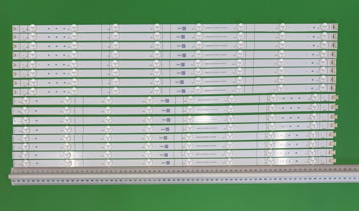Zestaw listew LED do naprawy podświetlenia telewizora HISENSE 65" zestaw 16szt , 8szt X BD650Y3U52-L9M1-R6-8-C4 HT1275172 HD650Y3U73-L9+2021100901+R+APT-HXLB21067 , 8LED , 656MM , 12V , & 8szt X  BD650Y3U52-L9M1-L6-8-C4 HT1275173 HD650Y3U73-L9+2021100901+R+APT-HXLB21067 , 8LED , 656MM , 12V ,
