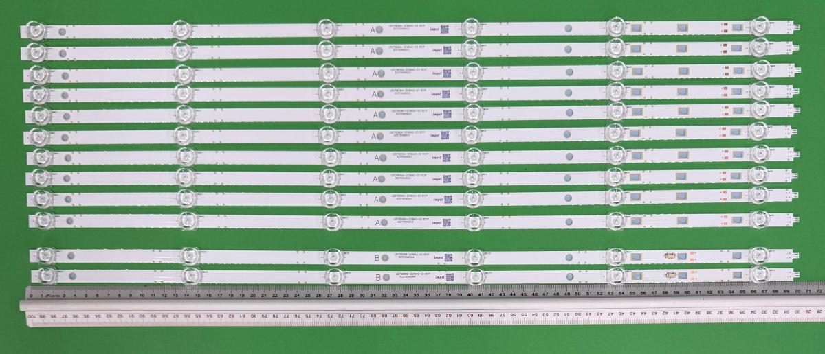 Zestaw listew LED do naprawy podświetlenia telewizora SHARP / JVC 70" zestaw 12szt , 10szt X LED70D06A-ZC66AG-03 2019-08-05 6S1P & 2szt X LED70D06B-ZC66AG-03 2019-08-05 6S1P , 6LED , 695MM , 3V , LED70D06A-ZC66AG-10D 2020-06-17 6S1P LED70D06B-ZC66AG-10D 2020-06-17 6S1P ,