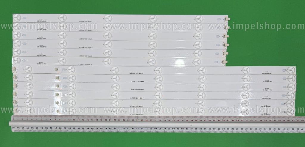 Zestaw listew LED do naprawy podświetlenia telewizora  Polaroid 55" zestaw 12szt , 6szt X JL.D550C1235-140BL-F , 5LED , 465MM & 6szt X JL.D550C1235-140BR-F , 7LED , 614MM ,