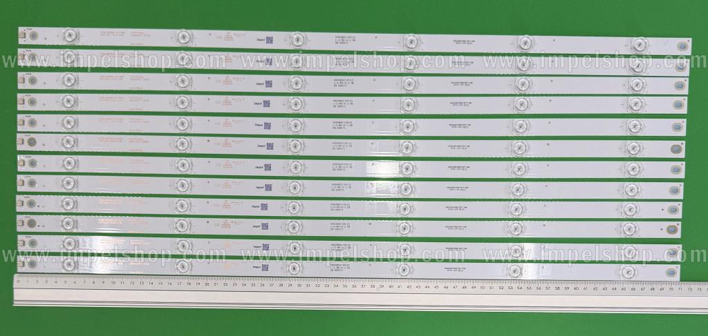 Zestaw listew LED do naprawy podświetlenia telewizora  HISENSE 65" zestaw 12szt x 4780-K65WDG-A1113N01 2018-07-18 / K650WDG1 711*17*1.0mm , 6LED , 711MM , 6V ,