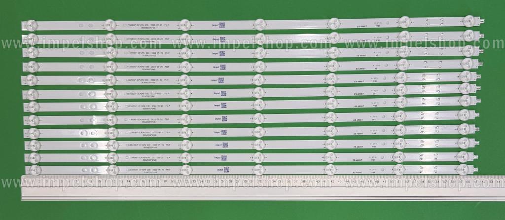 Zestaw listew LED do naprawy podświetlenia telewizora  ROKU 65" zestaw 12szt X LED65D07-ZC42AG-03D LED65D07-ZC42AG-03 30365007046D , 7LED , 612MM , 3V ,