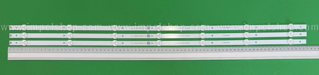 Zestaw listew LED do naprawy podświetlenia telewizora PHILIPS  39" zestaw 3szt x LB-PM3030-GJD3x3393x7AD03-T  AA393030070379TRev1.1-115I  zamiennik za  : 210BZ07D0B338BE00X , 7LED , 769MM , 3V ,