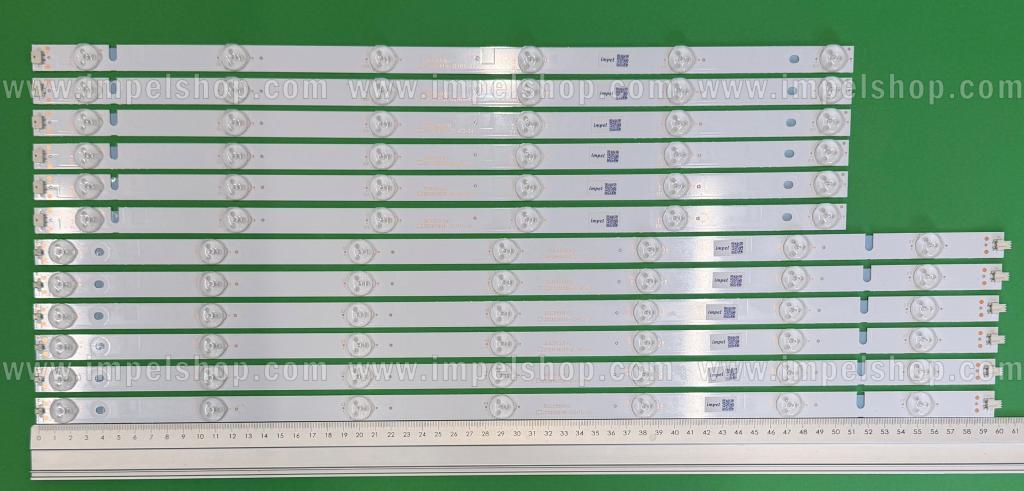 Zestaw listew LED do naprawy podświetlenia telewizora INEXIVE / MANTA / SKYMASTER 55" zestaw 12szt , 6szt x ZDCX55D13R-ZC14FG-04 303CX550042 55D3AS7CX60017R , 7LED , 568MM & 6szt x ZDCX55D13L-ZC14FG-04 303CX550041 55D3AS6CX50417L , 502MM , 6LED , 3V ,