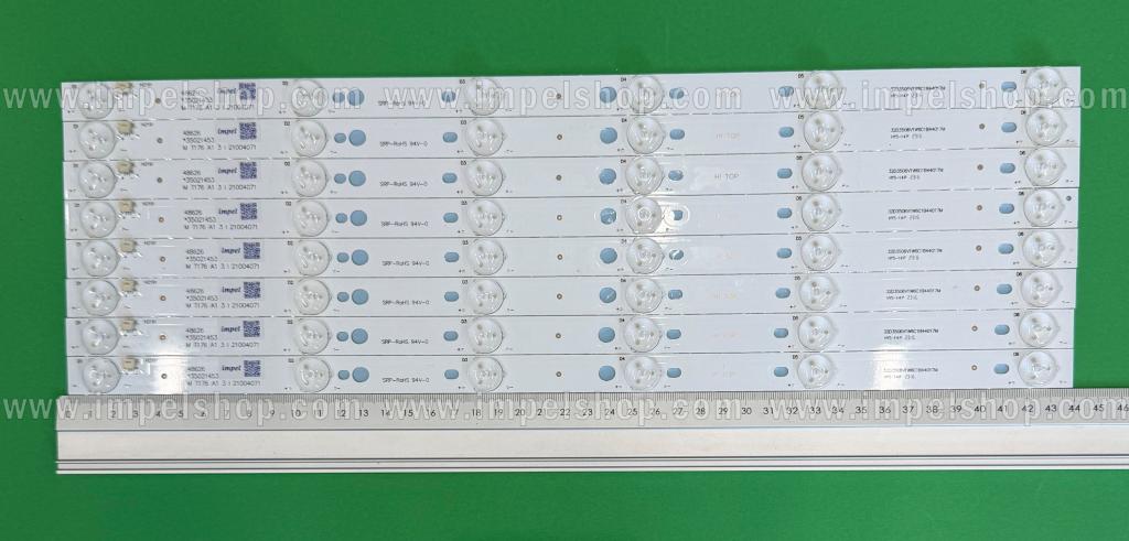 Zestaw listew LED do naprawy podświetlenia telewizora SENCOR 48" zestaw 8szt X 35021453 48E330U 48626*35021 453 M T176 A1 3 1 21004071 6AS6CX44217 , 6LED , 440MM , 6V ,