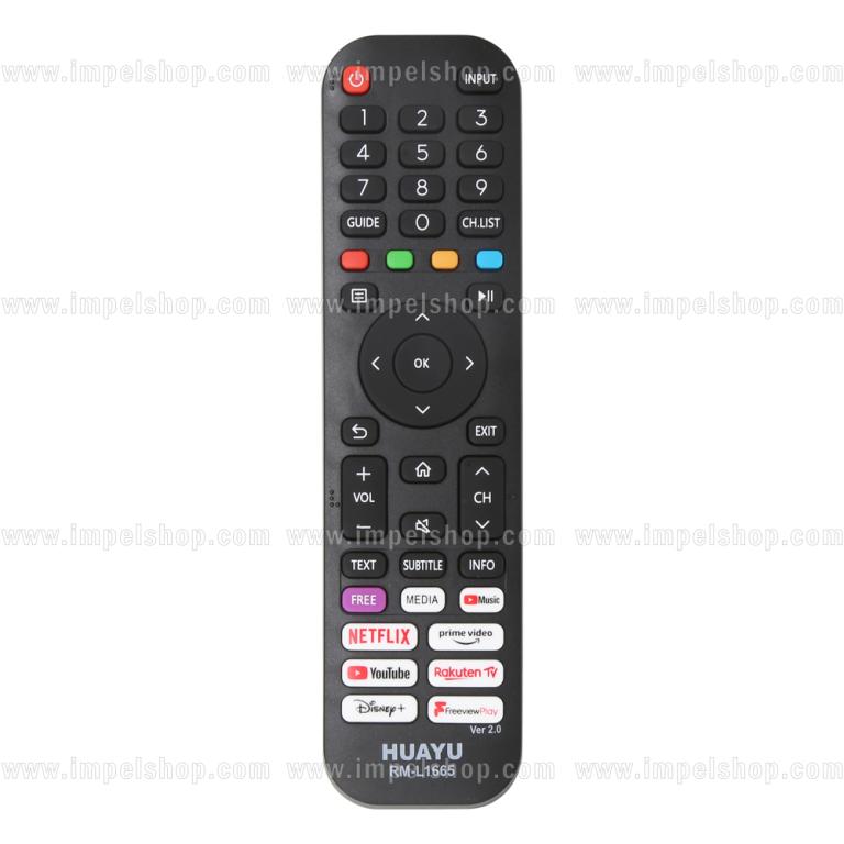 Pilot do HISENSE SMART TV RM-L1665 v2 - zamiennik HUAYU , Youtube Netflix Prime Video Rakuten TV Disney+ ,