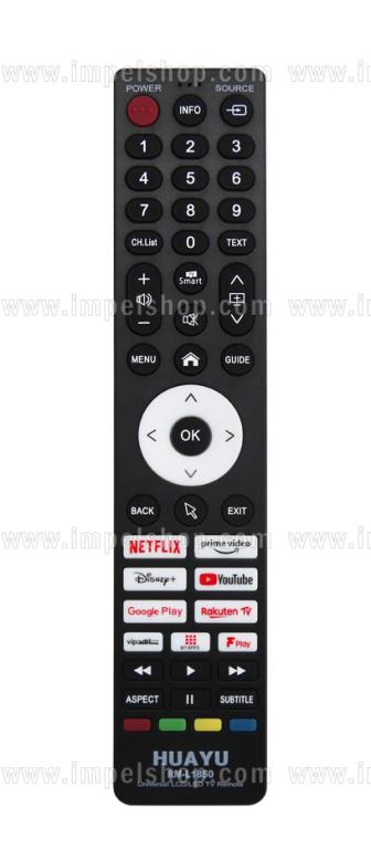Pilot do telewizorów LED uniwersalny SMART TV RM-L1850 - zamiennik HUAYU , 6931956810730 , Netflix Prime Video Disney+ Youtube Google Play Rakuten ,