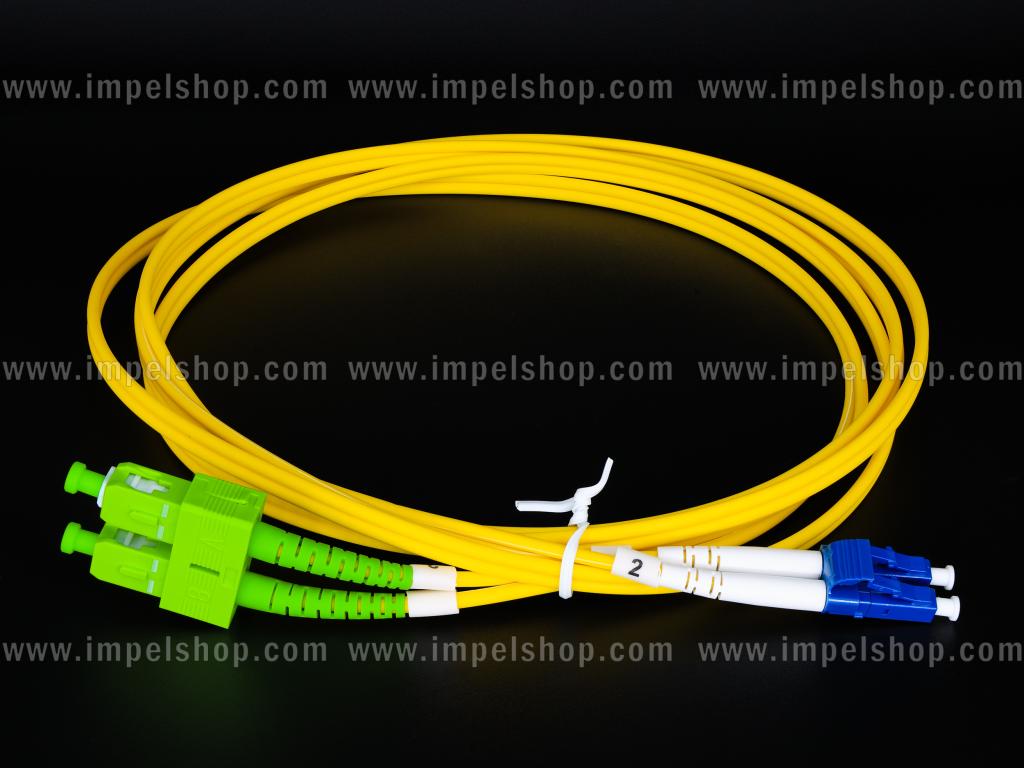 Patchcord SM G652D, Duplex, 3.0mm, SC/APC - LC/UPC, 2m