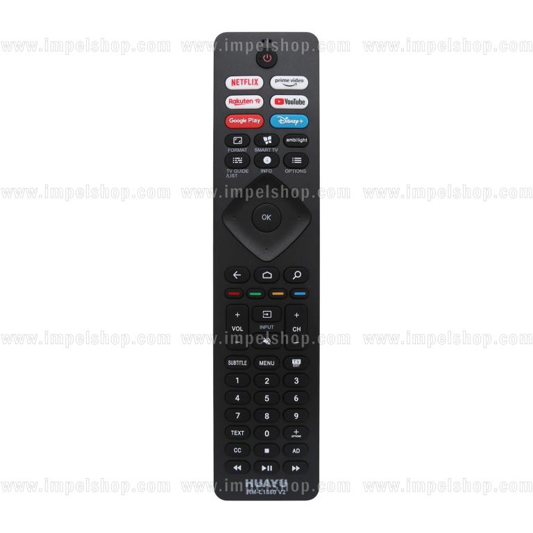 Pilot do PHILIPS SMART TV RM-L1880 V2 - zamiennik HUAYU, Netflix, Prime Video, Rakuten TV, YouTube, Google Play, Disney+, Ambilight, Smart TV ,