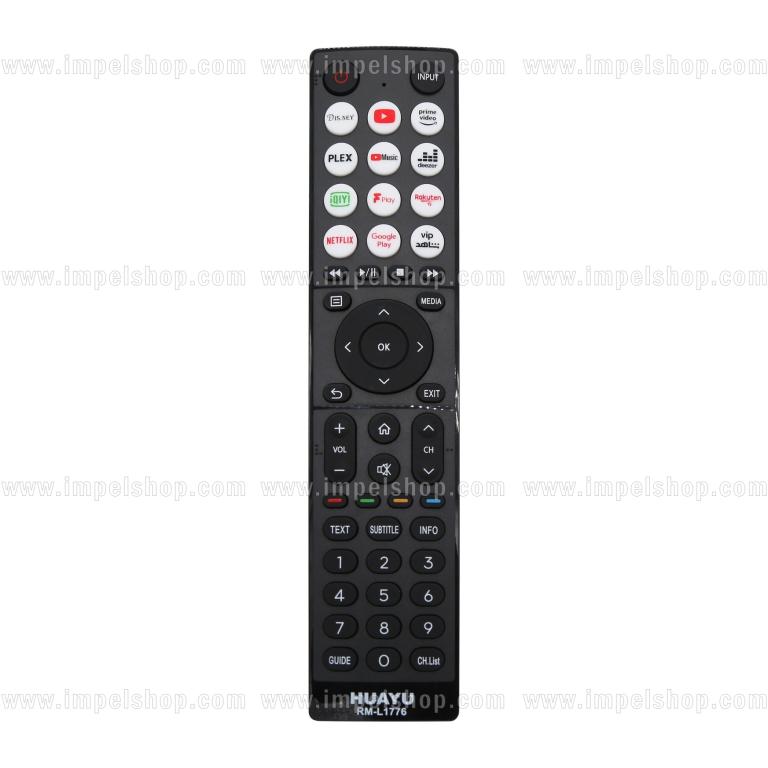 Pilot uniwersalny SMART TV RM-L1755 - zamiennik HUAYU, Disney+, YouTube, Prime Video, Netflix, Google Play, Rakuten TV, Claro Video, F Play, Hulu, VIP, My Apps, TV Smart ,