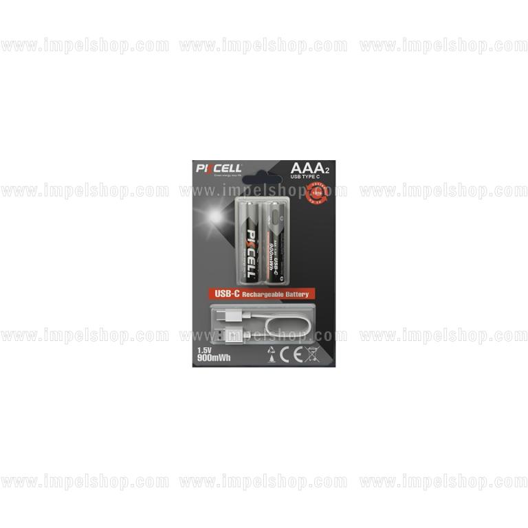 Akumulatory AAA USB-C PKCELL 1,5V 900mWh / 500mAh – 2 szt.