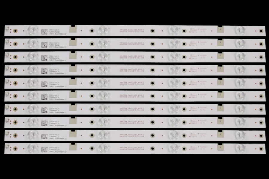 Zestaw listew LED do naprawy podświetlenia telewizora CHANGHONG 43" zestaw  10szt X XRK430A16_Rev02_4LED_160218 Z/850143013 LB-C430F15-E1-L-XRK    /CHGD43LB03_ LED3030_V0.5_ 20150429/ SVJ430A17_Rev00_4LED_150106(MY43D2000)/850119825 LB-M430F14-E2-A-SR-1
