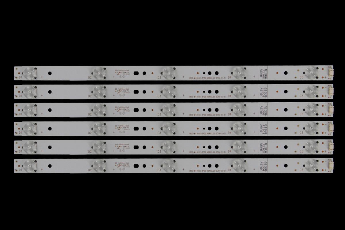 Zestaw listew LED do naprawy podświetlenia telewizora  LG 43" zestaw 6szt x 5800-W43002-3P00 VER02.00 2015-12-31