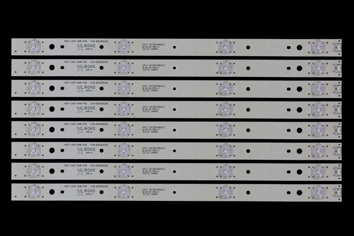 Zestaw listew LED do naprawy podświetlenia telewizora  HISENSE 42" zestaw 8szt x 42D7-LIGHT-BAR-PCB P/N-6003050391 HKC 6050040001 BIN:M-FB-X