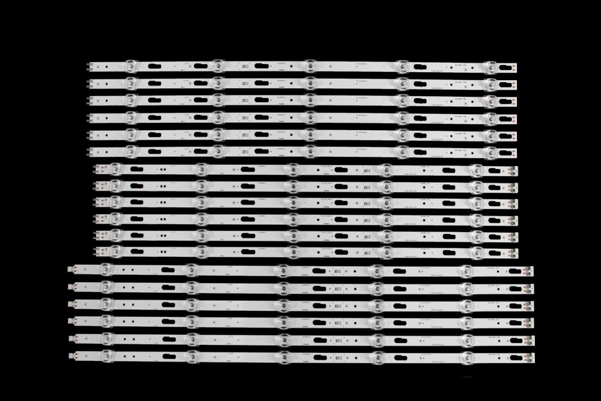 Zestaw listew LED do naprawy podświetlenia telewizora  SAMSUNG 82" zestaw 18szt , 6+6+6 x L1_TU7K R1.0_TCC_100_7pi H2_CFM_L5(1) LM41-00900A/918A H2_CFM_M5(1) LM41-00901A/919A H2_CFM_R5(1) LM41-00902A/920A