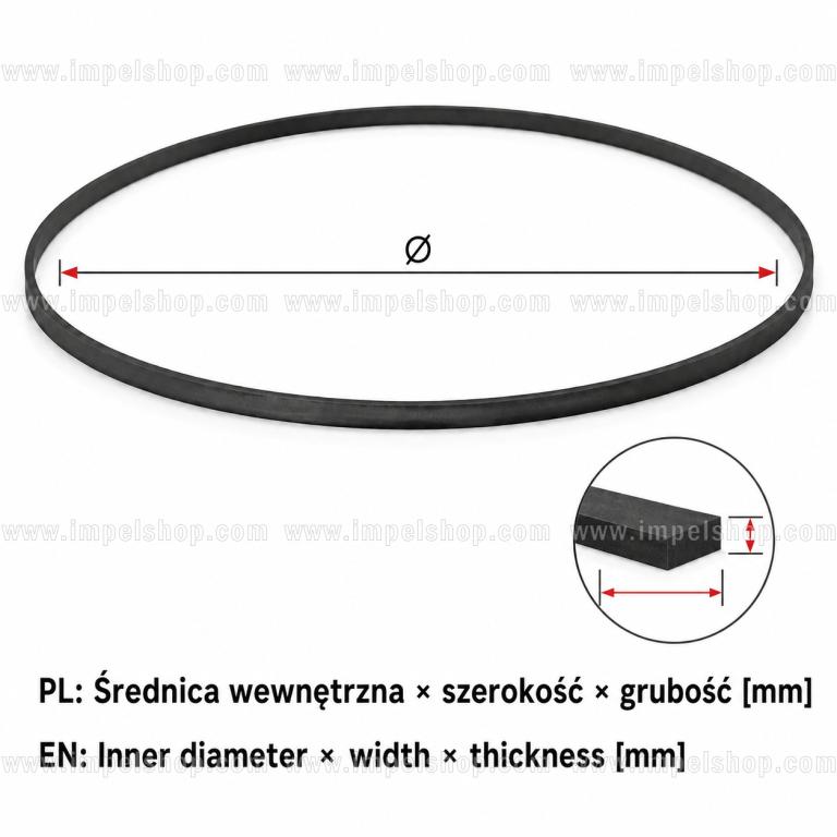 PASEK PŁASKI (ŚREDNICA WEWNĘTRZNA X PRZEKRÓJ X PRZEKRÓJ W mm) 124 X 3 X 0,6 mm